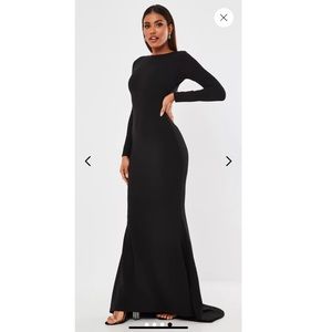 Black open back maxi dress